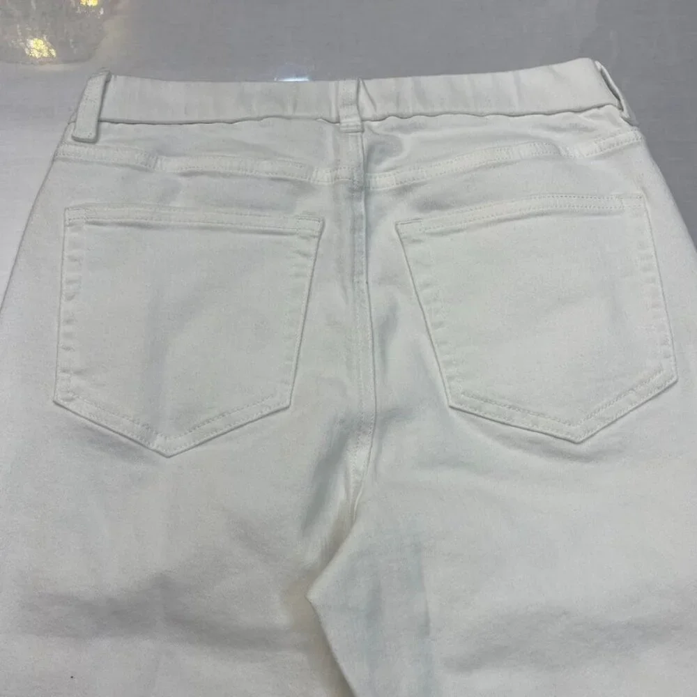 Denim & Co White High Rise Crop Jeans Raw Frayed Hem Size 4